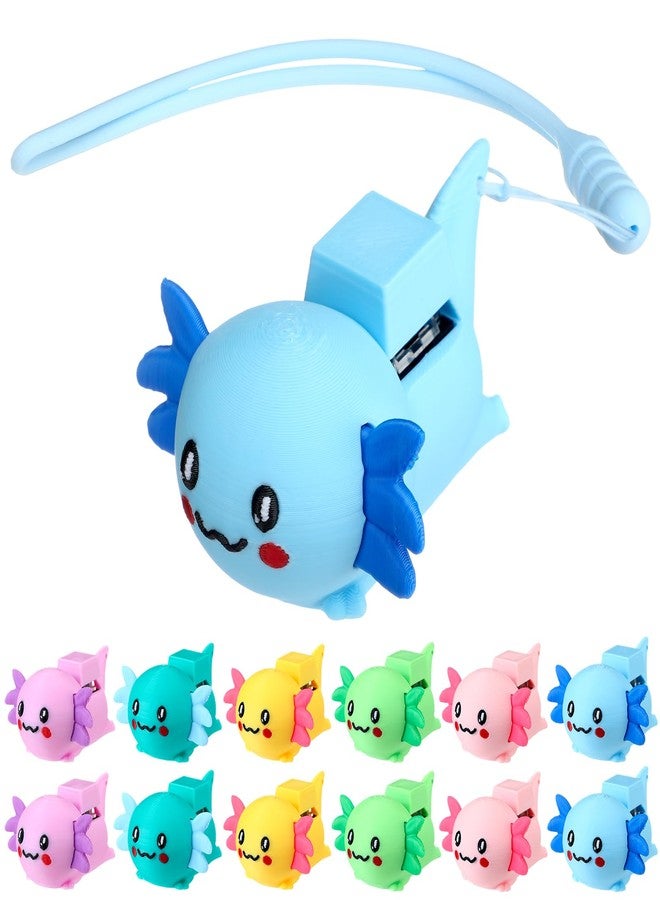 Seenelling 12 Pcs Axolotl Keyboard Fidget Keychain 3D Printed Tactile Stress Reliever with Mechanical Keyboard Cute Axolotl Animal Pocket-Sized Desk Decor Backpack Charm with Hand Wrist Strap Rope - Image 1