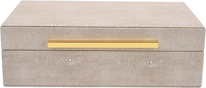 XIGEXIGE Ivory Shagreen box Faux Leather Decorative Boxes,Keepsake And Memory Storage Decorative Boxes with Lids for Modern Home Decor Jewelry Box Organizer - Image 1