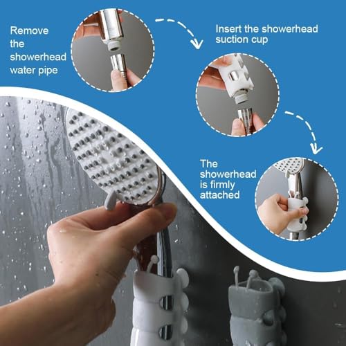 ZROCIGA 4 Pcs Silicone Shower Head Holder, Universal Relocatable Shower Head Suction Cup Holder, Wall Mount Adjustable Shower Holder for Bathroom Non Drilling - Image 3