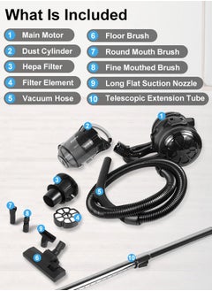 Xoopla Canister Vacuum Cleaner, with 2200W Powerful 28000PA Suction Handheld Vacuum Cleaner, 99.9% Dust Removal, 2.2L Dust Cup, 5.2KG Lightweight Design, Auto Cord Rewind, Multi-Surface Brush for Hard Floor /Carpet /Sofa,Suitable for home, office and car cleaning  - Image 5