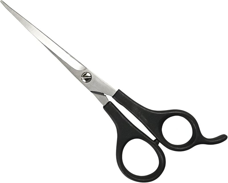 ALKAYAN Men's black stainless steel hair and grooming scissors with a sharp serrated ... - Image 1