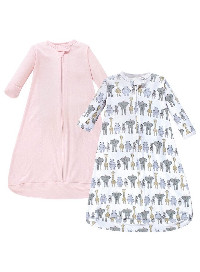 Hudson Baby Unisex Baby Cotton Long-Sleeve Wearable Sleeping Bag, Sack, Blanket, Pink Safari, 3-9 Months - Image 1