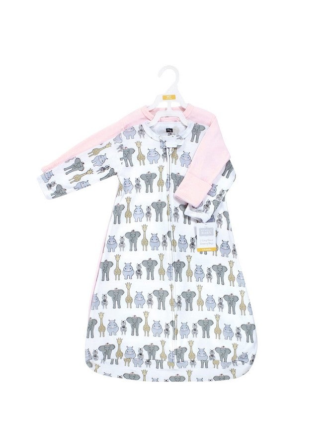 Hudson Baby Unisex Baby Cotton Long-Sleeve Wearable Sleeping Bag, Sack, Blanket, Pink Safari, 3-9 Months - Image 2