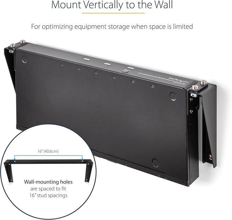 StarTech .com 1U Wall Mount Patch Panel Bracket – 19 in – Steel - Vertical Mounting Bracket for Networking and Data Equipment, TAA (RK119WALLV) - Image 4