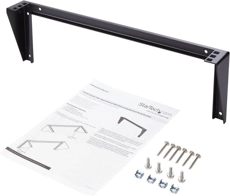 StarTech .com 1U Wall Mount Patch Panel Bracket – 19 in – Steel - Vertical Mounting Bracket for Networking and Data Equipment, TAA (RK119WALLV) - Image 1