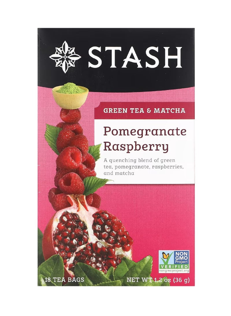 STASH GREEN TEA&MATCHA POMEG RASPBRRY 18