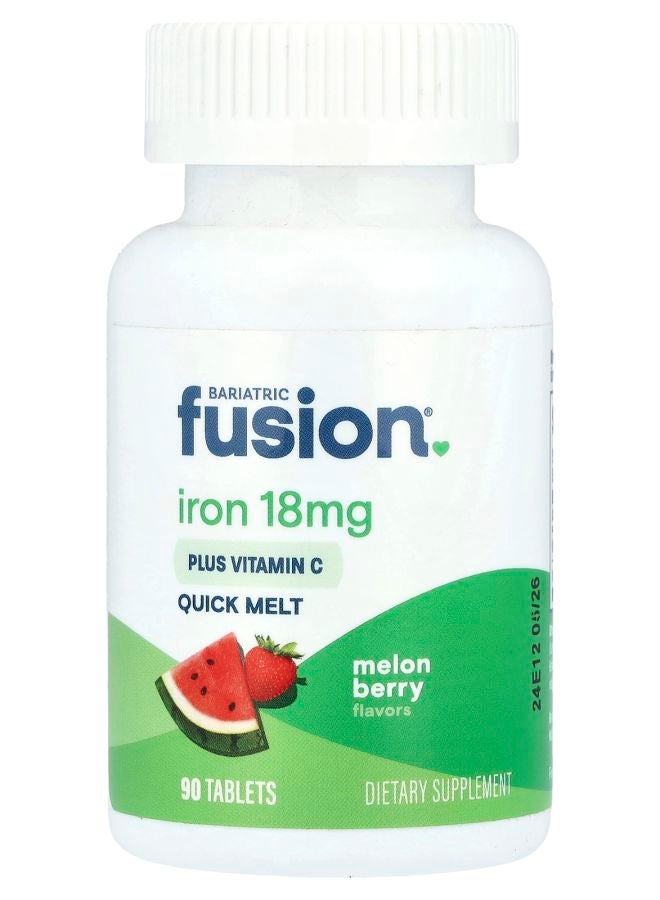 Bariatric Fusion حديد سريع الذوبان مع فيتامين C بنكهة البطيخ والتوت 18 ملغ 90 قرص
