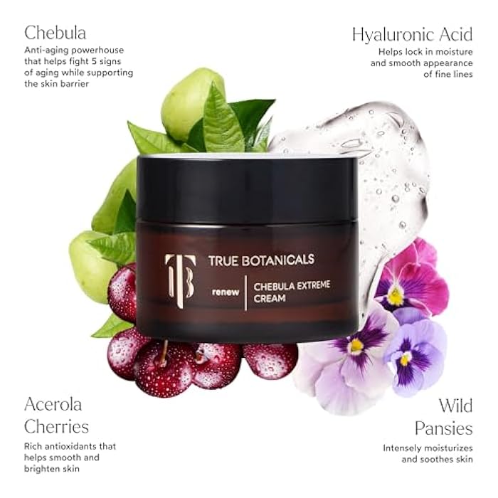 True Botanicals Chebula Extreme Cream | Anti-Aging Moisturizer w/Hyaluronic Acid | Treats Fine Lines & Wrinkles | Dry & Sensitive Skin | Dermatologist Tested, All Natural, Vegan | 1.7 oz | 50 ml - Image 3