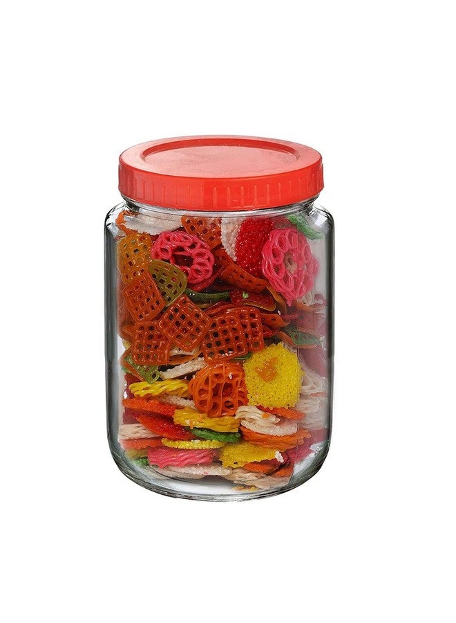 Cloudmart CLOUDMART Yera Glass Round 1kg Containers for Kitchen Pantry, Snacks, Masala, Honey, Pickles, Cookies, Dry Fruits, and Coffee Beans Storage with plastic Red Lid (1000ml, Set Of 6)  - Image 5