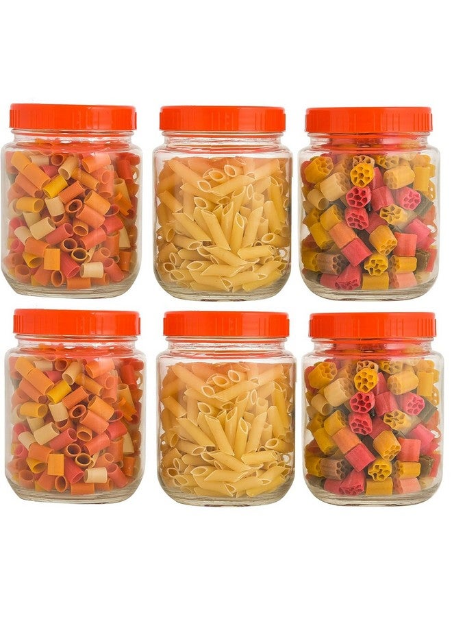 Cloudmart CLOUDMART Yera Glass Round 1kg Containers for Kitchen Pantry, Snacks, Masala, Honey, Pickles, Cookies, Dry Fruits, and Coffee Beans Storage with plastic Red Lid (1000ml, Set Of 6)  - Image 1