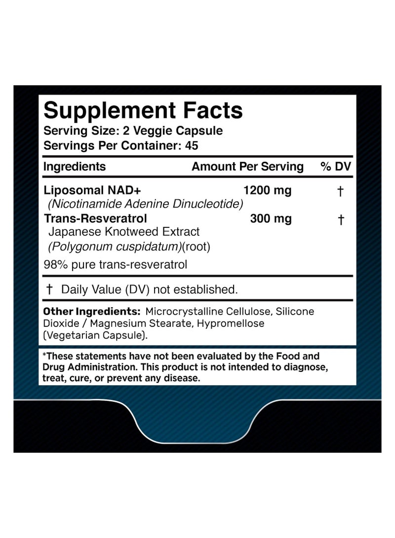 WELLNESS LABSRX NAD Supplement, 1500mg - Liposomal NAD+ Supplement with Resveratrol, Nad Plus Boosting Supplement - Support Cellular Health, Stamina & Healthy Aging - Ultra Strength Capsules, USA Made - Image 2