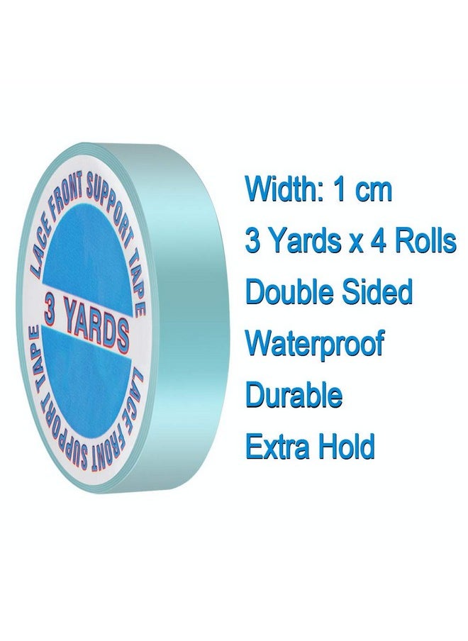 Heqishun 4 Pack Wig Tape Double Sided Lace Front Support Tape 12 Yards Adhesives Tape for Lace Front Wigs, Toupees, Hair Extensions and Hairpieces (1cm x 3 Yards)  - Image 2