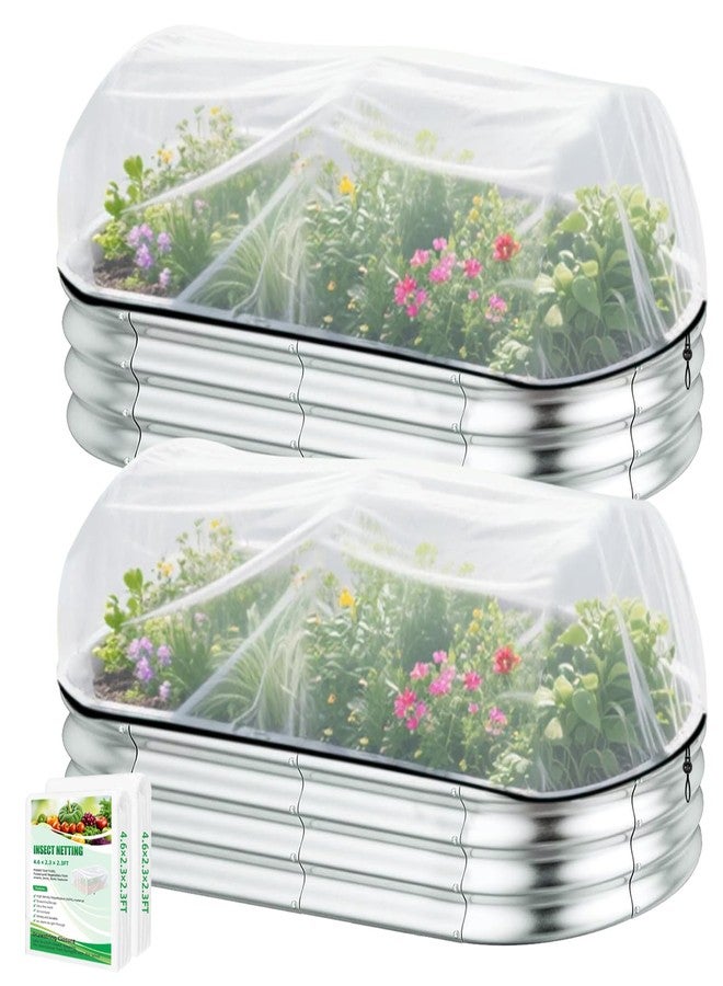 YTJ Garden Netting Pest Barrier for Raised Beds (White Mesh, Black Drawstring, 4.6×2.3ft) - Image 1