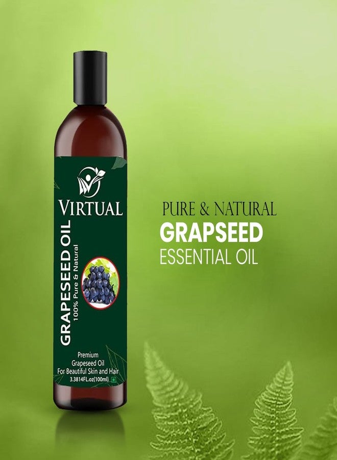 افتراضي زيت بذور العنب العضوي من فيرتوال - نقي 100%، معصور على البارد، غير معدل وراثيًا. مثالي لنمو الشعر، وشد البشرة، والتدليك، وزيت الوجه، والعناية بالشعر، وترطيب البشرة (100 مل). - Image 2
