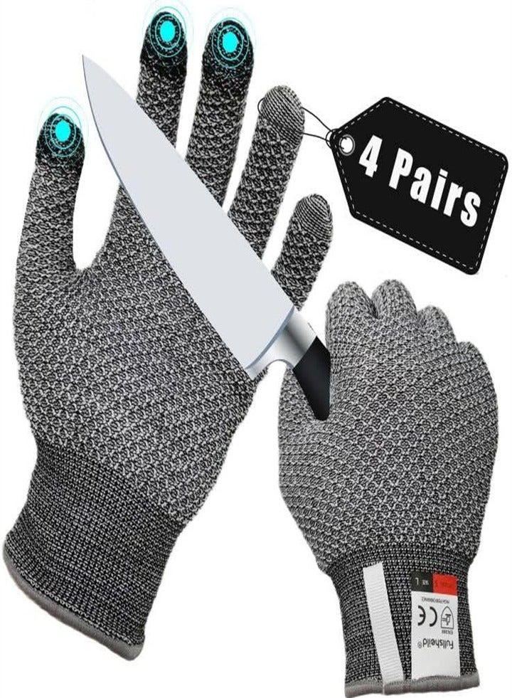 2 Pairs, Premium Cut Resistant Gloves with Grip Points - Food Grade - Level 5 Protection, High Performance Kitchen Work Safety Cutting Gloves for Food Prep, Oyster Shucking, Fish Filleting, Meat Cutting and Wood Carving  - Image 1