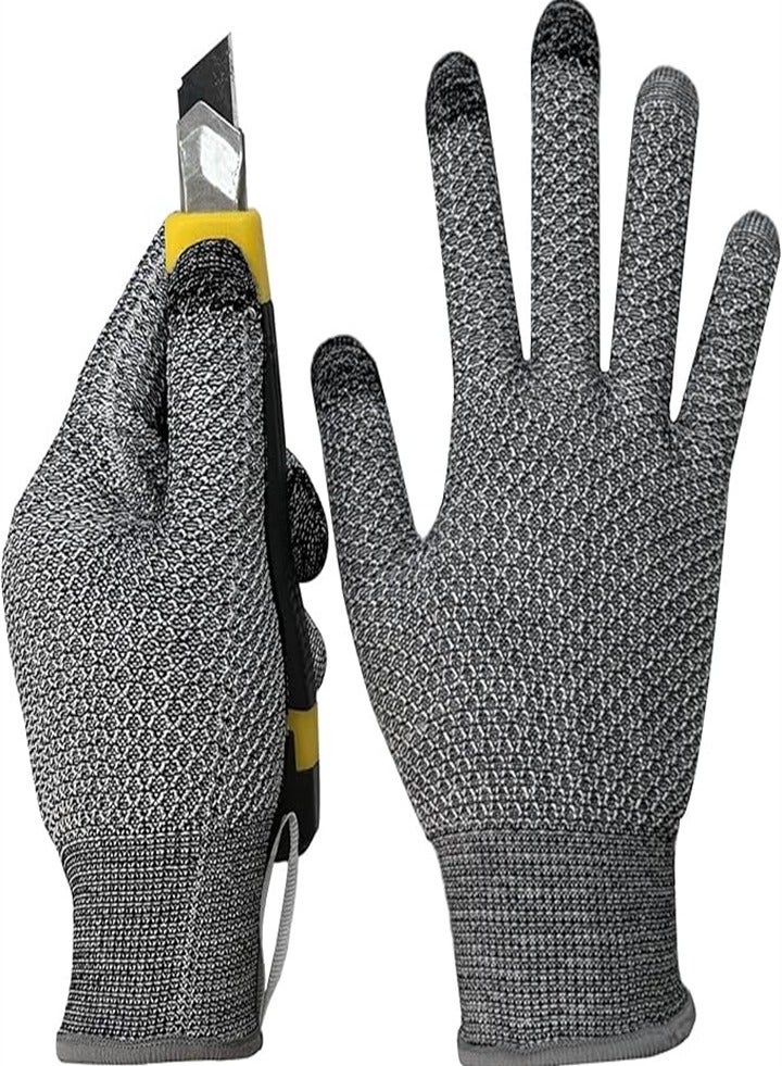 2 Pairs, Premium Cut Resistant Gloves with Grip Points - Food Grade - Level 5 Protection, High Performance Kitchen Work Safety Cutting Gloves for Food Prep, Oyster Shucking, Fish Filleting, Meat Cutting and Wood Carving  - Image 2
