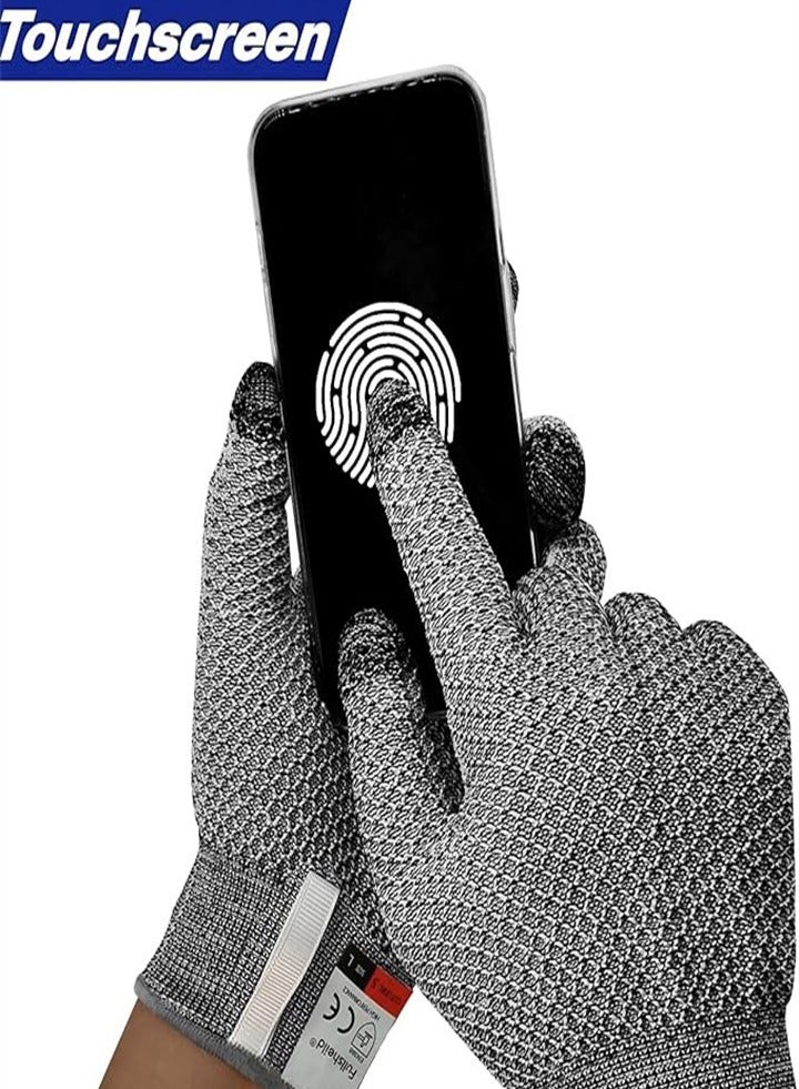 2 Pairs, Premium Cut Resistant Gloves with Grip Points - Food Grade - Level 5 Protection, High Performance Kitchen Work Safety Cutting Gloves for Food Prep, Oyster Shucking, Fish Filleting, Meat Cutting and Wood Carving  - Image 3
