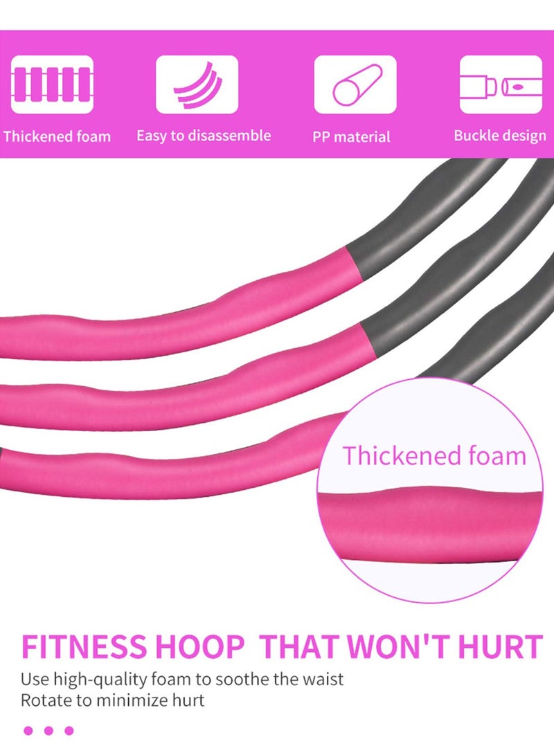 تايمي طوق هولا هوب من 8 أقسام قابلة للفك، حلقة هولا هوب للبالغين قابلة للتعديل لفقدان الوزن بتصميم مموج ومبطنة بفوم ناعم - روز/رمادي - Image 2
