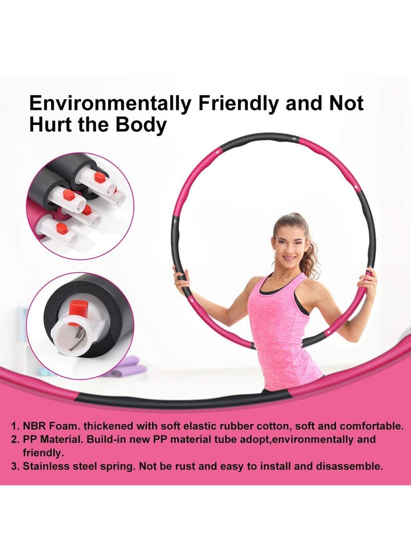 تايمي طوق هولا هوب من 8 أقسام قابلة للفك، حلقة هولا هوب للبالغين قابلة للتعديل لفقدان الوزن بتصميم مموج ومبطنة بفوم ناعم - روز/رمادي - Image 5