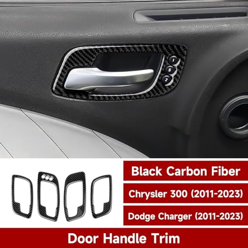 BRMYL Car Inner Door Handle Bowl Decals for 2011-2023 Dodge Charger/Chrysler 300 Accessories Carbon Fiber Interior Stickers (with Memory Seat) - Image 2