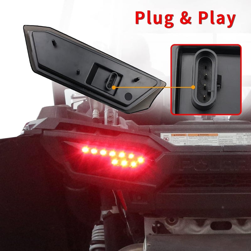 CPOWACE مجموعة مصابيح خلفية LED من CPOWACE لسيارات بولاريس RZR 1000 900 XP 4 TURBO (2014-2018) - أسود - Image 4