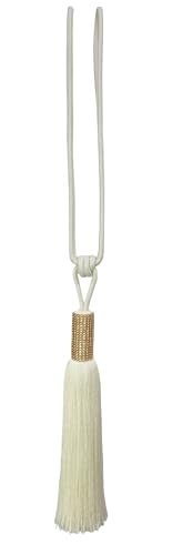 MALOINTEX 2 Pack Curtain Glitter Tassels Tiebacks Tie-Backs, Curtain Handmade Holdbacks, Festive Tassel Tiebacks Polyester Shimmer Curtain Tieback - Cream Off White - Image 3