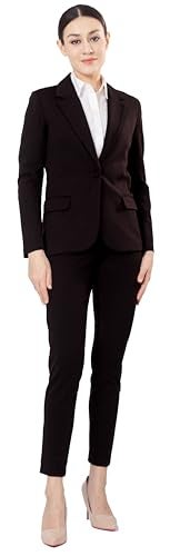 Marycrafts Women’s Two Piece Suits – Business Blazer Pant Suit Set for Work, Professional Outfit, Office Wear, Formal Business Attire 12 Black - Image 4