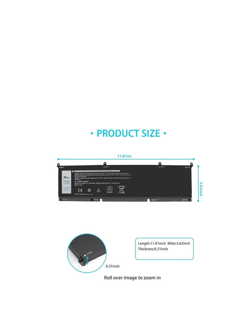Terabyte بطارية بديلة 69KF2 لجهاز Dell G7 15 7500 G15 5510 5511 5515 5520 5521 XPS 15 9500 9510 9530 Alienware M15 R3 R4 R5 R6 R7 M17 R3 R3 R 4 Precision 5550 5560 5570 Inspiron 7510 7610 7620 86Wh 11.4 - Image 4