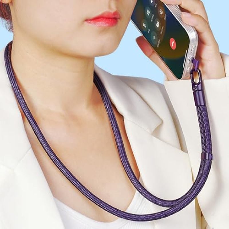 Adjustable Crossbody Phone Lanyard Long Purple - 360 Rotating Clasp Thickened Rope Crossbody Strap for Comfortable Hands-Free Carrying Universal Phone Chain for Commutes - Image 2