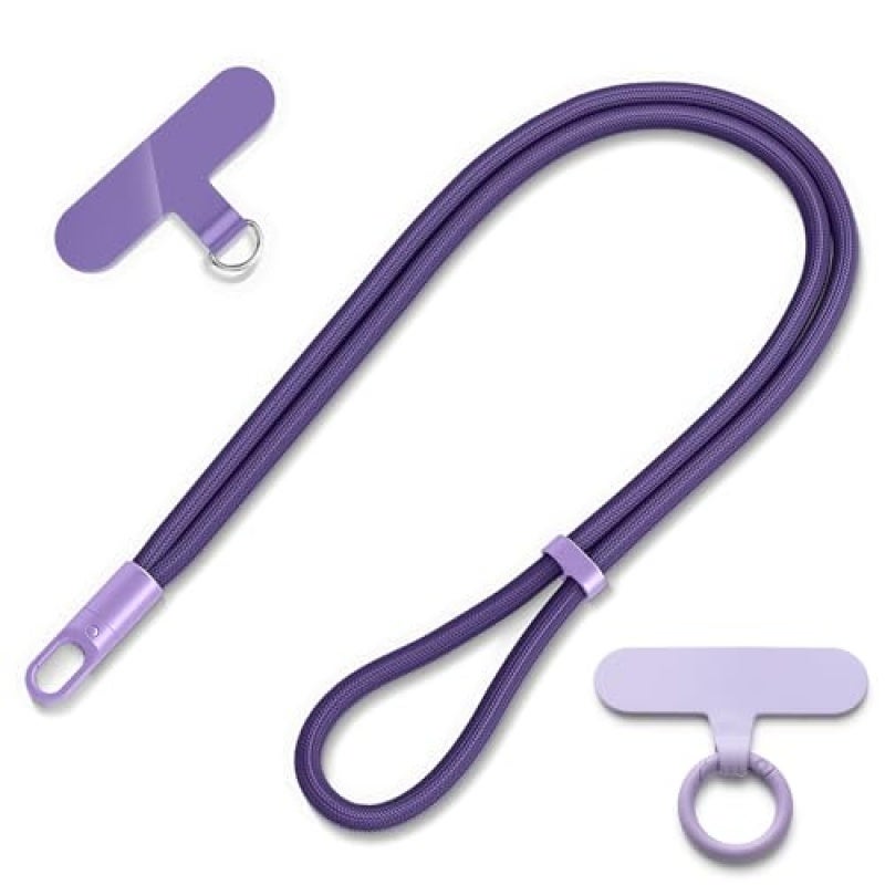 Adjustable Crossbody Phone Lanyard Long Purple - 360 Rotating Clasp Thickened Rope Crossbody Strap for Comfortable Hands-Free Carrying Universal Phone Chain for Commutes - Image 1