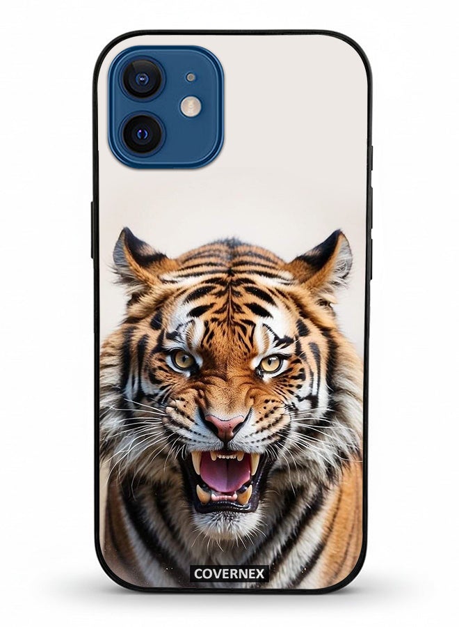 Covernex Apple iPhone 12 Protective Case Cover Printed Featuring Roaring Tiger - Image 2