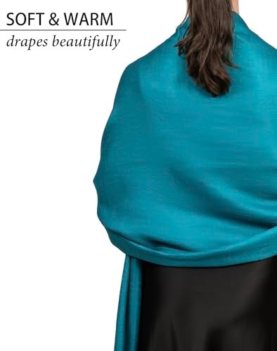 Achillea Soft Silky Pashmina Scarf for Women – Shawl Wrap for Evening Dresses, Bridesmaids, Weddings & Everyday Wear (Teal) - Image 5