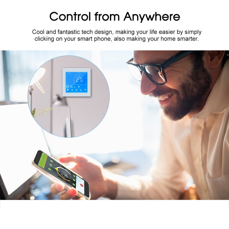 WiFi Smart Thermostat Temperature Controller LCD Display Week Programmable for Electric Underfloor Heating Tuya APP Control Compatible with Google Home - Image 5