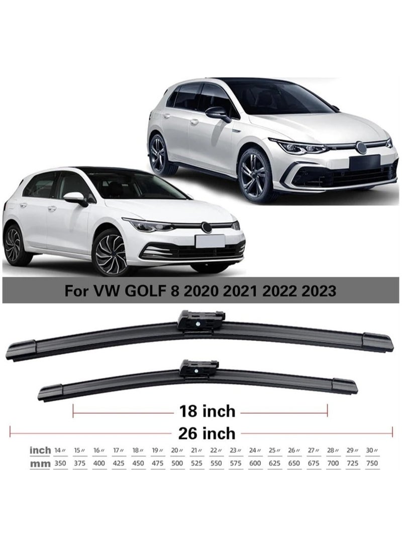 Elshafey Wiper Blades Compatible with VW Golf 8 VIII Hatchback Variant 2019-2023 R Line GTI Front Windshield Windscreen Accessories (Color : Front, Size : LHD) - Image 1