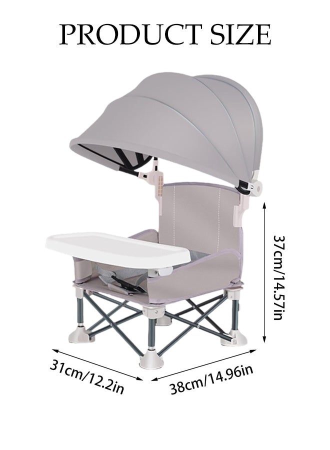 DUNISO Travel Booster Seat With Tray，Portable Baby Seat Travel，Foldable Kids Outdoor Camping Chair，With Sunshade，For Indoor，Outdoor Use，Camping, Beach, Lawn - Image 2