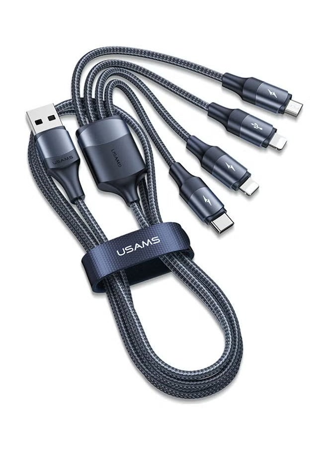 Usams 4-in-1 Aluminum Alloy Data Cable (Blue) – Multi-Connector Fast Charging & Data Sync Cable with Lightning, USB-C, Micro USB & Type-C Connectors – Durable Braided Cable for Smartphones, Tablets & More - Image 3
