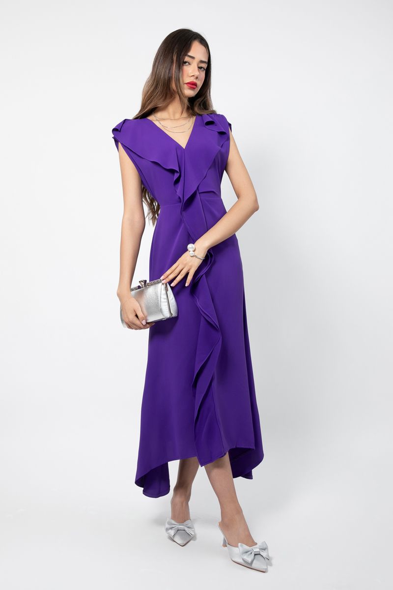 RINA asymetric women dress with ruffles - Image 1