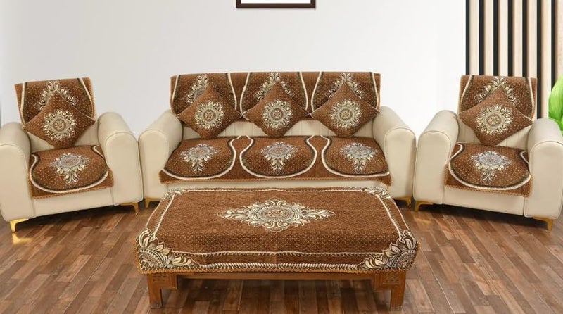 Laying Style™ Diwan Set of 8 Pieces Combo with Sofa Covers for Living Room 5 Seater and Center Table Cover - Image 2