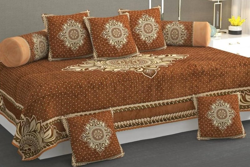 Laying Style™ Diwan Set of 8 Pieces Combo with Sofa Covers for Living Room 5 Seater and Center Table Cover - Image 3