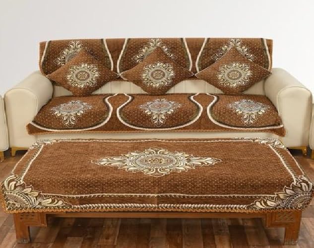 Laying Style™ Diwan Set of 8 Pieces Combo with Sofa Covers for Living Room 5 Seater and Center Table Cover - Image 4