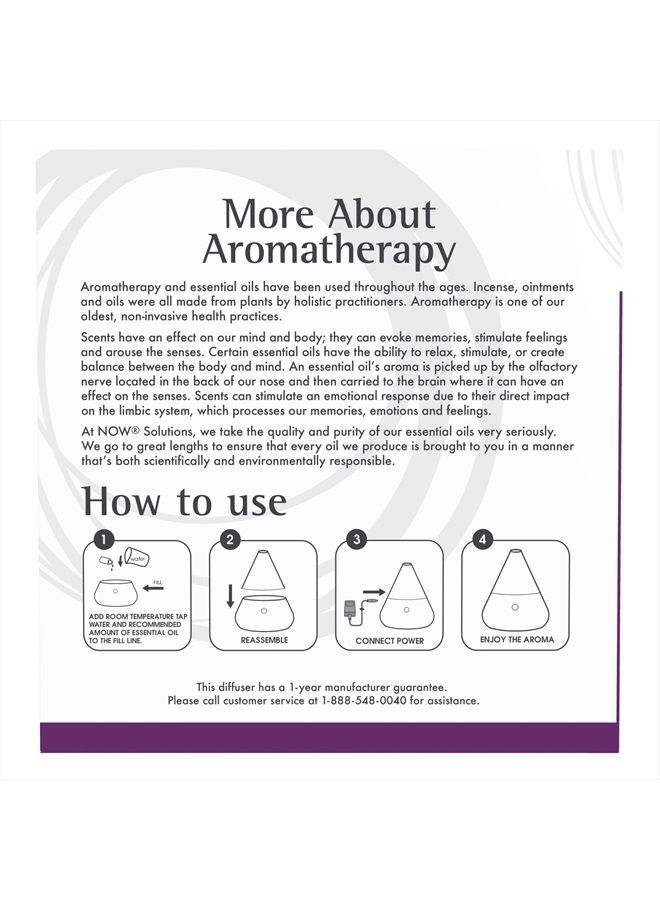 now Essential Oils, Ultrasonic Aromatherapy Oil Diffuser, Extremely Quiet, Heat Free and Easy to Clean, Color Changing LED Diffuser - Image 4