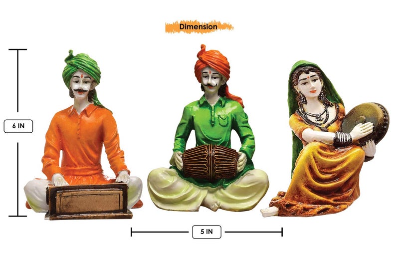 Karigaari India Couples Rajasthani Showpiece (Set of 3)/Decor/Gifting Option/Best for Office Decor - Image 3