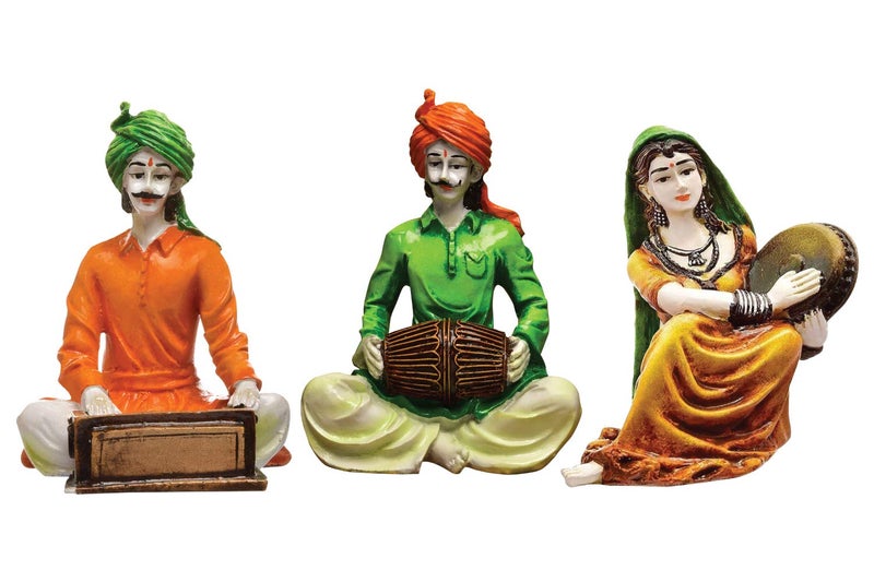Karigaari India Couples Rajasthani Showpiece (Set of 3)/Decor/Gifting Option/Best for Office Decor - Image 2