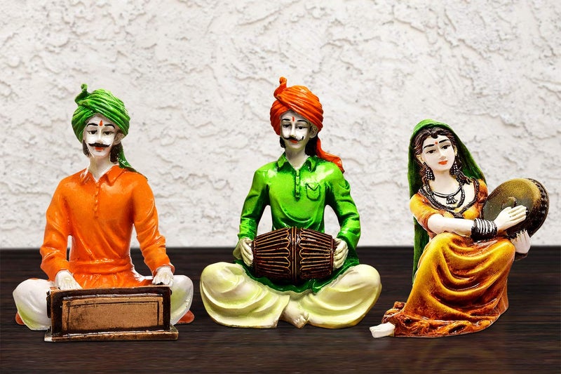 Karigaari India Couples Rajasthani Showpiece (Set of 3)/Decor/Gifting Option/Best for Office Decor - Image 1