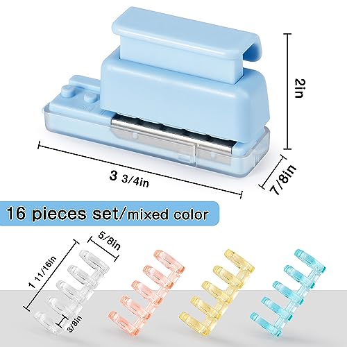 IMLIKE Mini 5-Hole Binding Machine - IMLIKE 5 Holes Binding Machine with 16 Loose-Leaf Binding Strips - Easy to Add or Remove Papers, 4 Sheets Capacity (A4/30 Holes, B5/26 Holes, A5/20 Holes) - Blue - Image 2