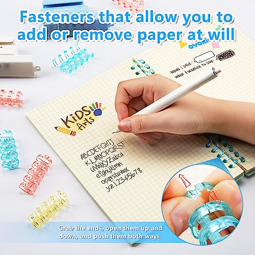 IMLIKE Mini 5-Hole Binding Machine - IMLIKE 5 Holes Binding Machine with 16 Loose-Leaf Binding Strips - Easy to Add or Remove Papers, 4 Sheets Capacity (A4/30 Holes, B5/26 Holes, A5/20 Holes) - Blue - Image 4