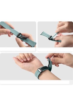 Sturdy Strap For Apple Watch 49mm Ultra 2 Series 9 D-Shape Magnetic Clasp Silicone Replacement Sport Wristband Band-Green