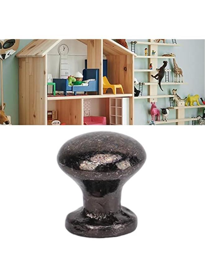 8pcs 1:12 Scale Miniature Round Head Pull Handle Metal Simple Dollhouse Door Handle Knobs (Black)  - Image 3