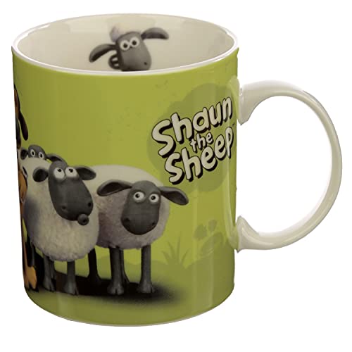 Puckator Shaun The Sheep Porcelain Tea Coffee Mug - Green - Funny Home Accessories - Cute Gifts for Girlfriend - Large Mugs for Men Women Hot Drinks - Cute Cups Presents - Secret Santa Gift - Cup Set - Image 1