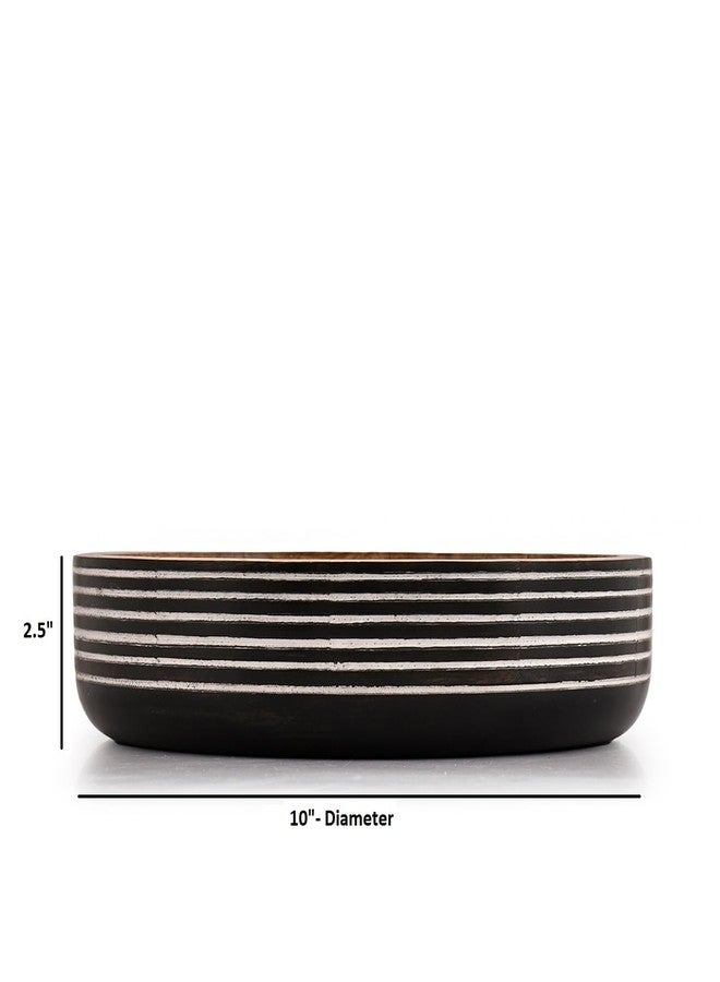 EDHAS Decorative Bowls Mango Wood Round Wood Decorative Bowl Modern Rustic Decorative Bowls for Home Decor or Decorative Bowl for Table (10" X 10" X 2.5") - Image 4